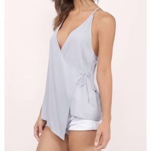 NWT Tobi Surplice Wrap “Paige” Tank Top grey/Silve